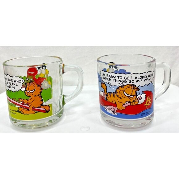 Set of 4 Garfield 1978 McDonalds Glass Mugs Coffee Cups Jim Davis Odie VTG - Picture 9 of 15